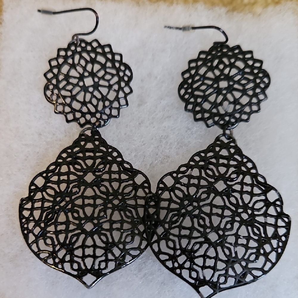 Intricate Black Lace Earrings